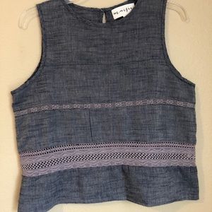 Anthropologie Maisie l Chambray Crop Shirt Size M